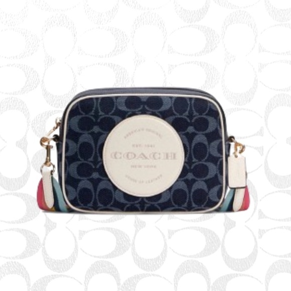 Coach Handbags - Coach Mini Dempsey Denim Camera Bag and Rainbow Strap